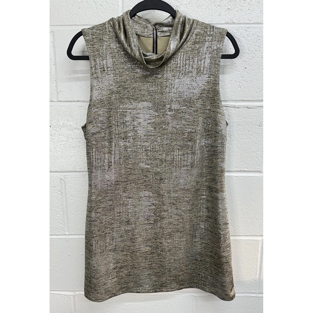 Frank Lyman Metallic Silver Sleeveless Cowl Neck Shift Dress / Women's Size 12